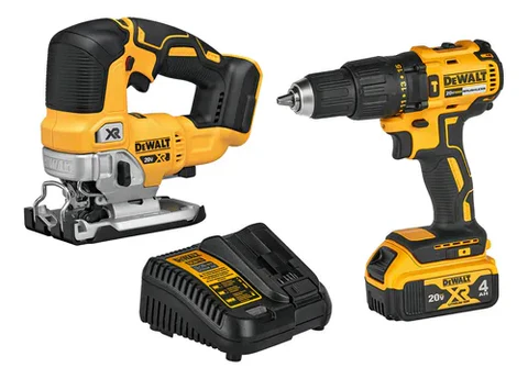 DEWALT KIT 18V: Taladro Percutor sin escobillas, Martillo Electroneumático, Amoladora y Atornillador de Impacto, 3x Baterías XR 18V, Cargador Rápido, Maletín TSTAK II y TSTAK VI - DCK422P3T-QW
