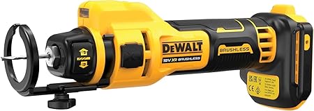 DEWALT DCE555N-XJ XR 18V Sierra de Corte, sin Escobillas para Panel Yeso, 26.000 RPM, Luz LED, Incluye Pinzas 3.2 mm y 6.4 mm